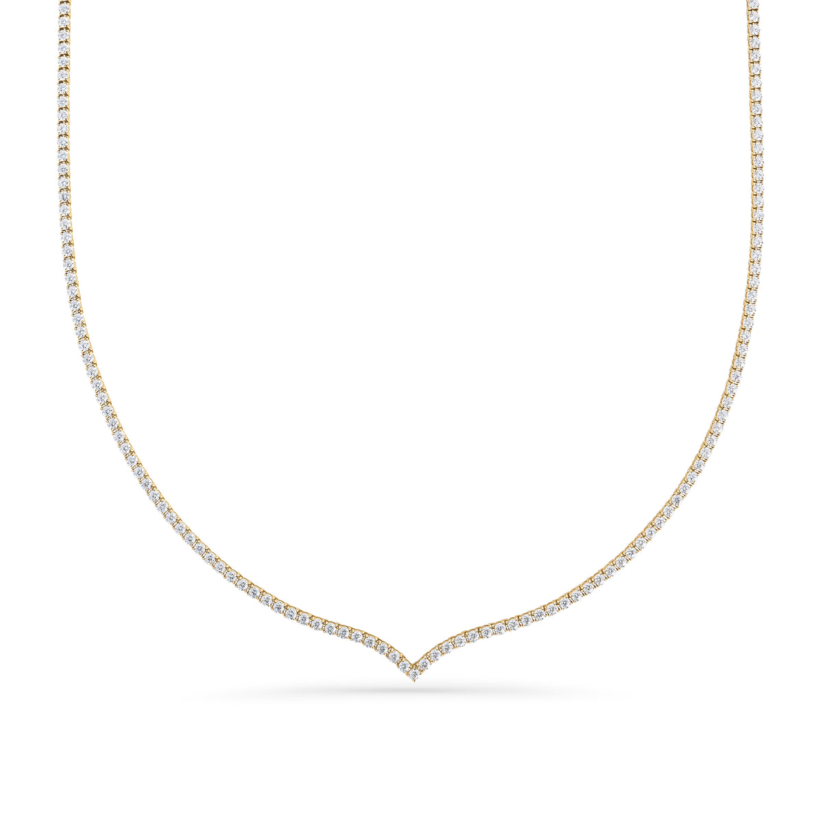 Gold V-Shape Sparkling Tennis Necklace | Stainless Steel | MIAJWL