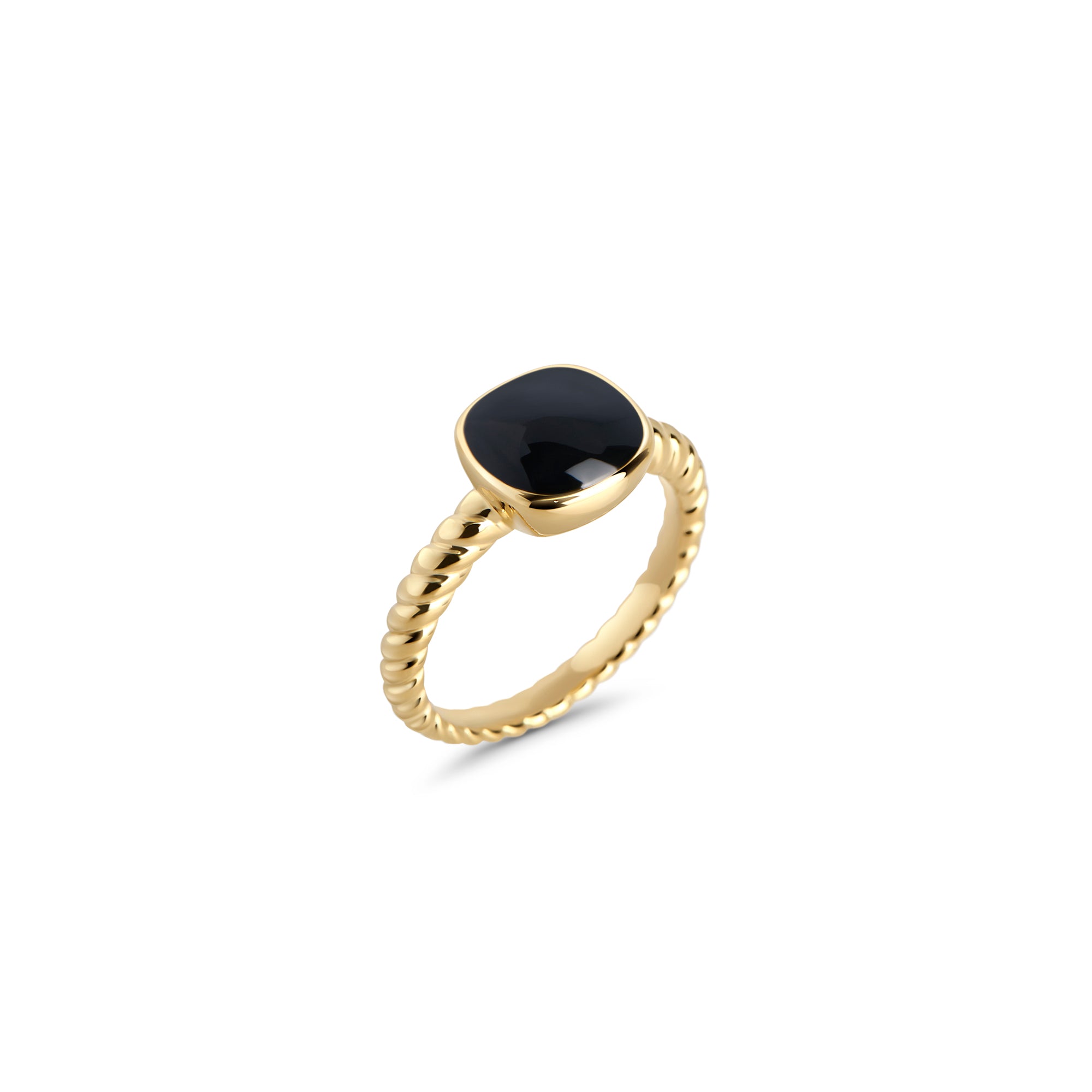 Square Black & Gold Stone Ring | Stainless Steel | MIAJWL