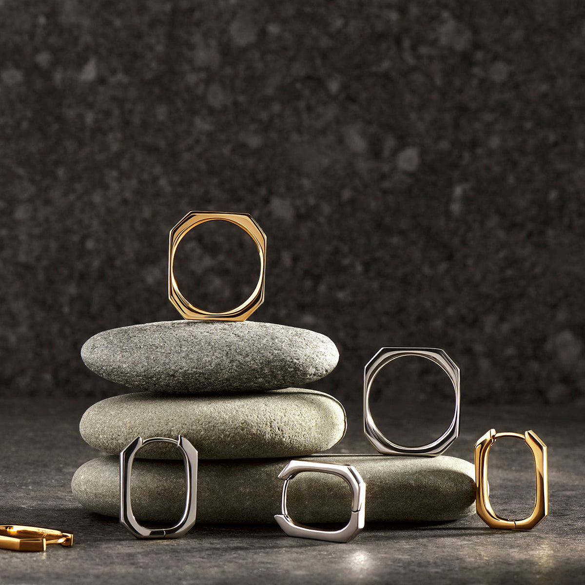 Boucles octogonales acier inoxydable or Aucune allergie MIA Mia