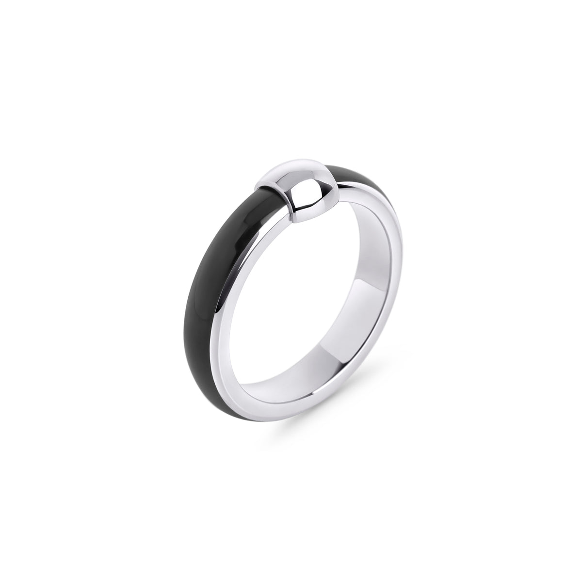 Stainless Steel and Black Enamel Ring Tarnish Free MIAJWL Mia Bijoux