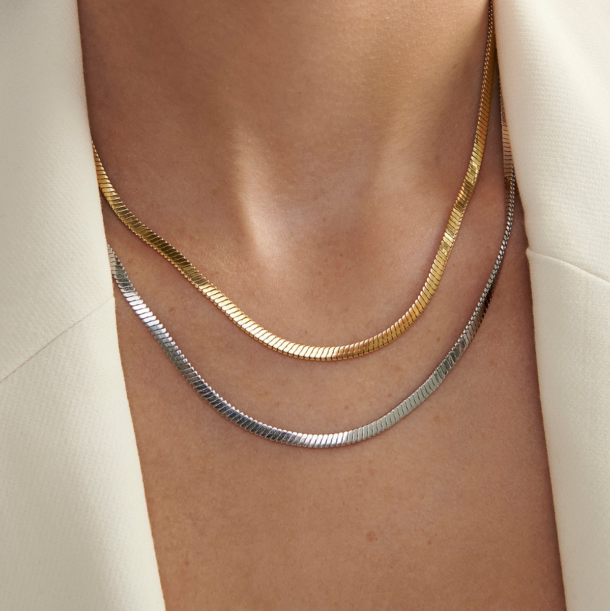 18'' Gold Timeless Flat Neck Chain No Allergy Stainless Steel