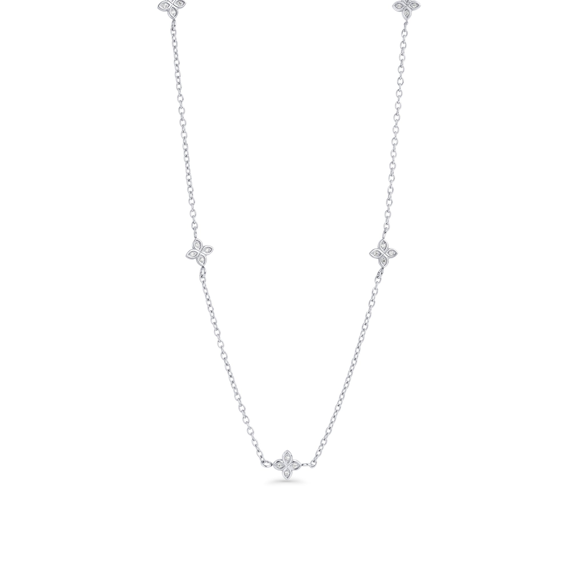 Glitter ネックレス 【14mm / color:SILVER】 Zircon Clover Necklace | Allergy-Free | MIAJW