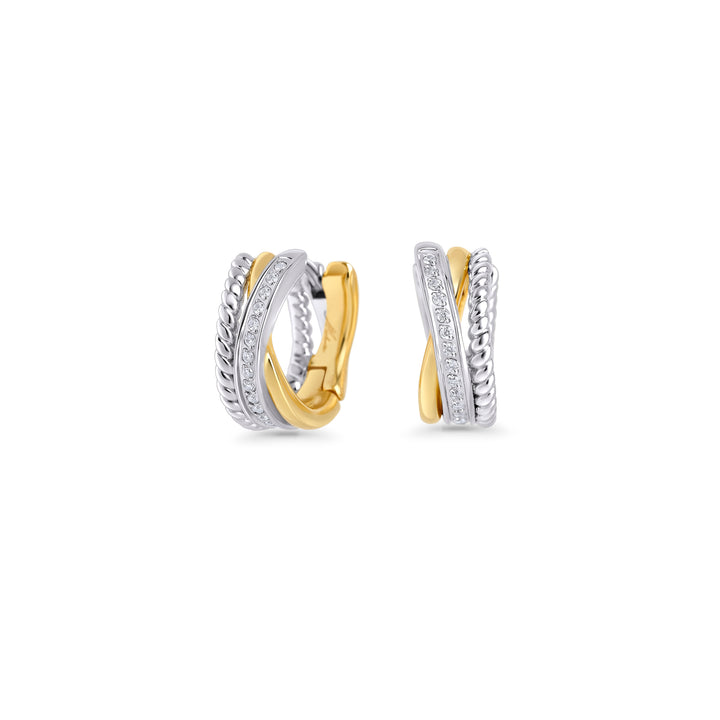 Two-Tone Zircon Huggie Earrings | Hypoallergenic | MIAJWL – Mia Bijoux
