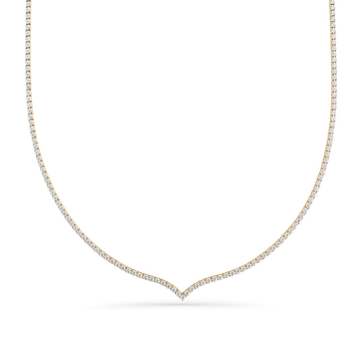 Gold V-Shape Sparkling Tennis Necklace | Stainless Steel | MIAJWL