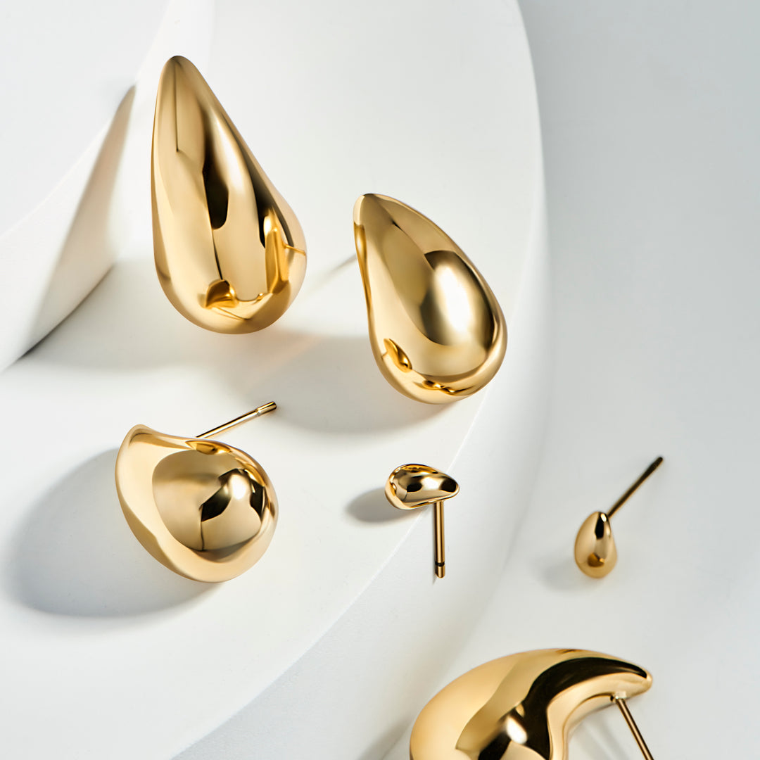 Gold Stainless Steel Teardrop Earrings | Allergy Free | MIAJWL