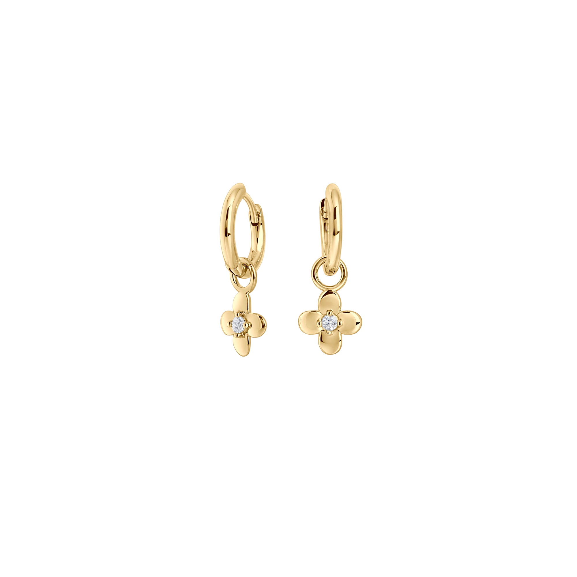 Gold Stainless Steel Earrings with Pendant Flower | MIAJWL – Mia