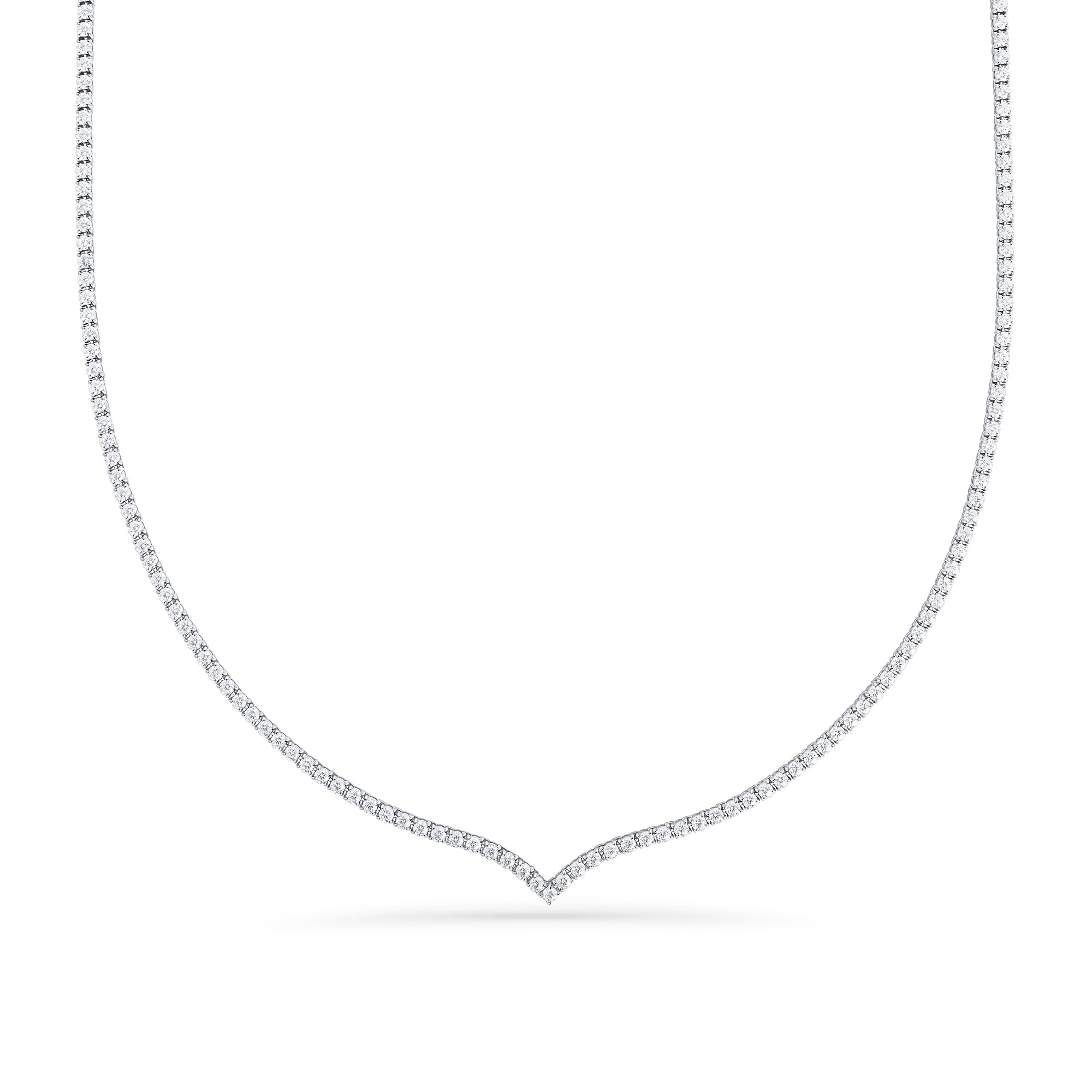 V-Shape Sparkling Tennis Necklace | Stainless Steel | MIAJWL – Mia