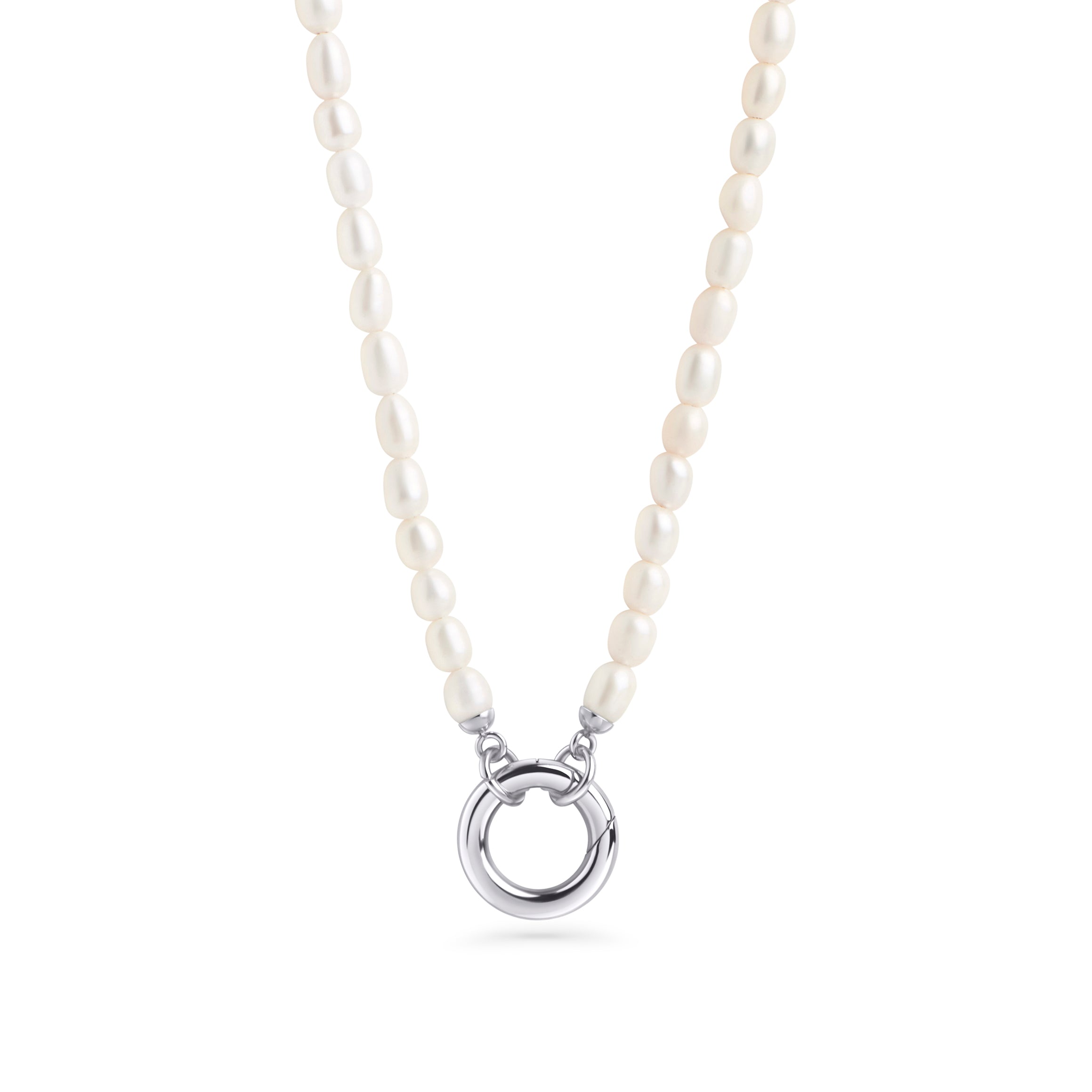 Round Clasp Full Pearl Necklace | Stainless Steel | MIAJWL – Mia