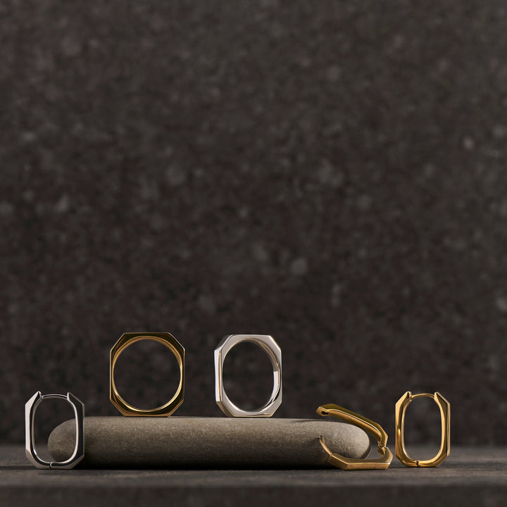 Gold Octogonal Stainless Steel Ring Allergy Free MIAJWL – Mia