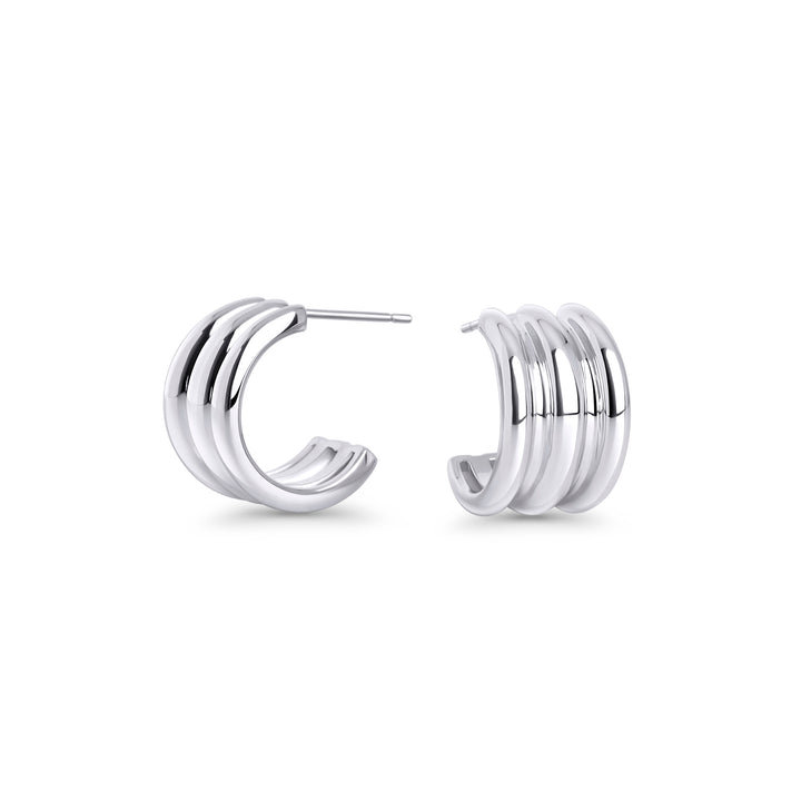 Stainless Steel 3 Rows Hoop Earrings | For Sensitive Skin | MIAJWL