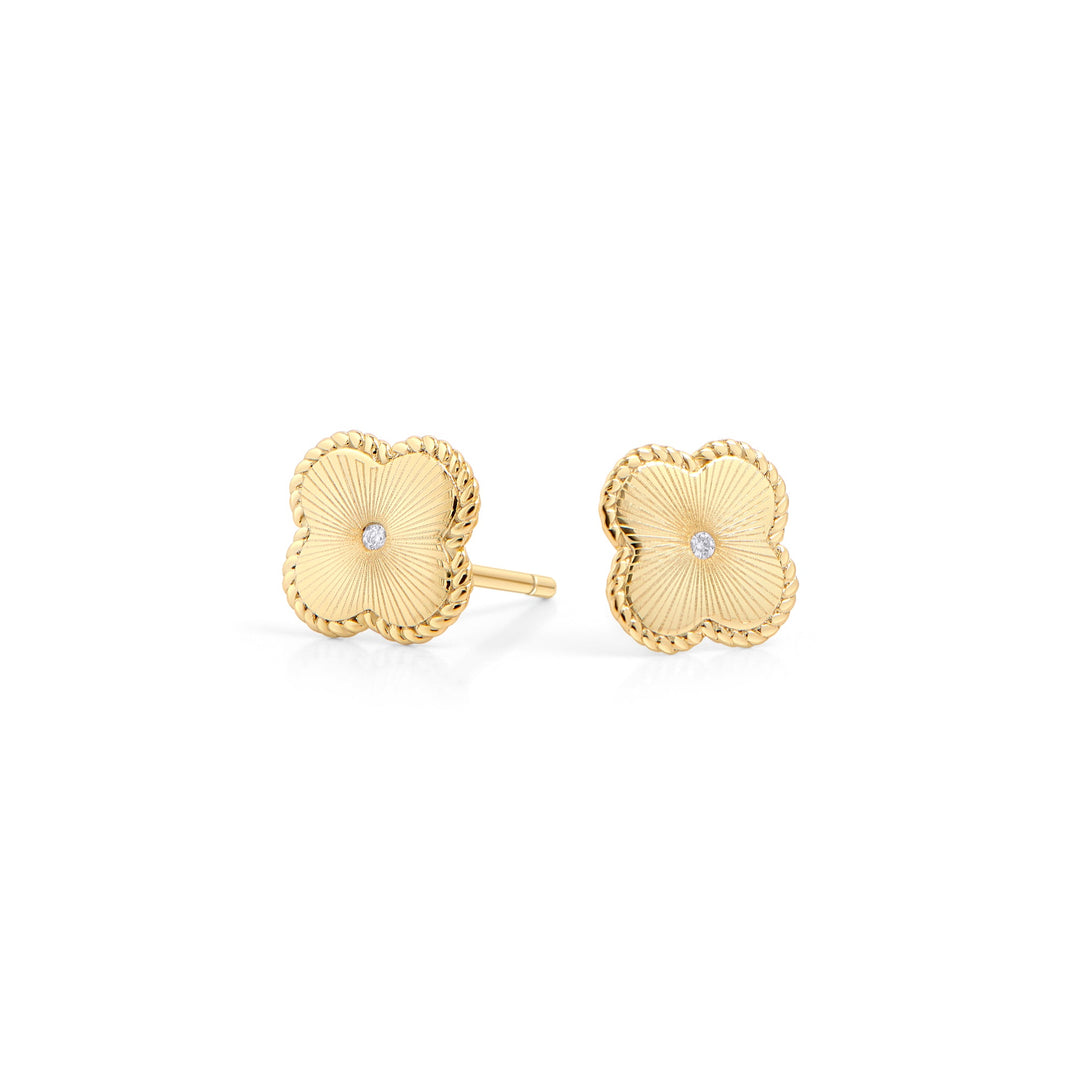 Parure De Bijoux Trèfle à Quatre Feuilles - Collier, Boucles D'oreilles, Bracelet - Acier Inoxydable Plaqué 18k Or Blanc