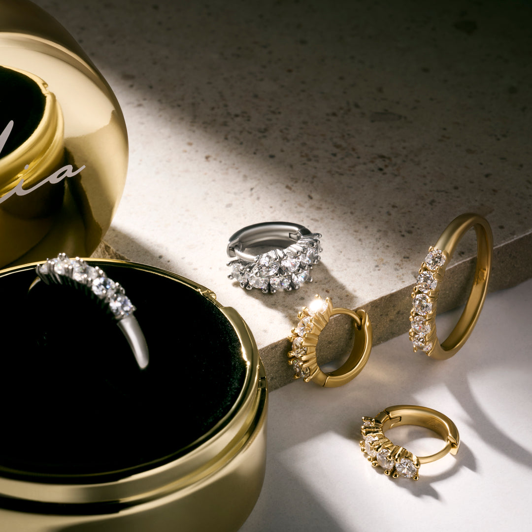 Sparkling Zircon Huggies | Stainless Steel | MIAJWL – Mia Bijoux