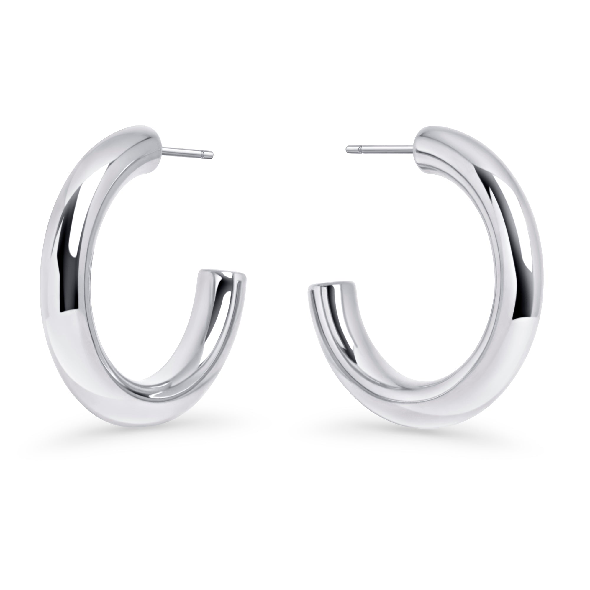Stainless Steel Medium Puffy Hoop Earrings | Skin Friendly | MIA