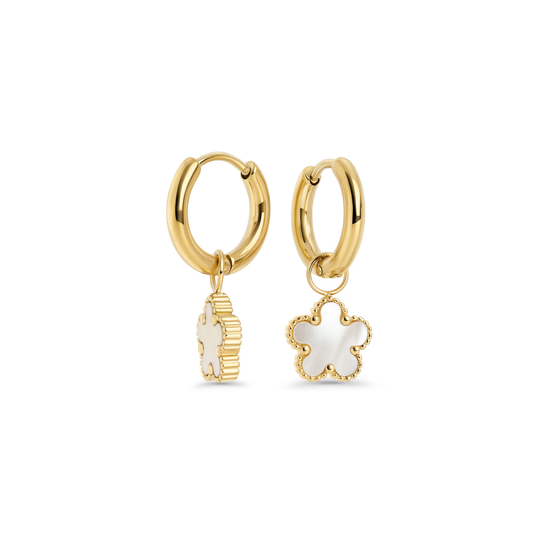 Flowers Mother-of-Pearl Huggie Earrings | Hypoallergenic | MIAJWL