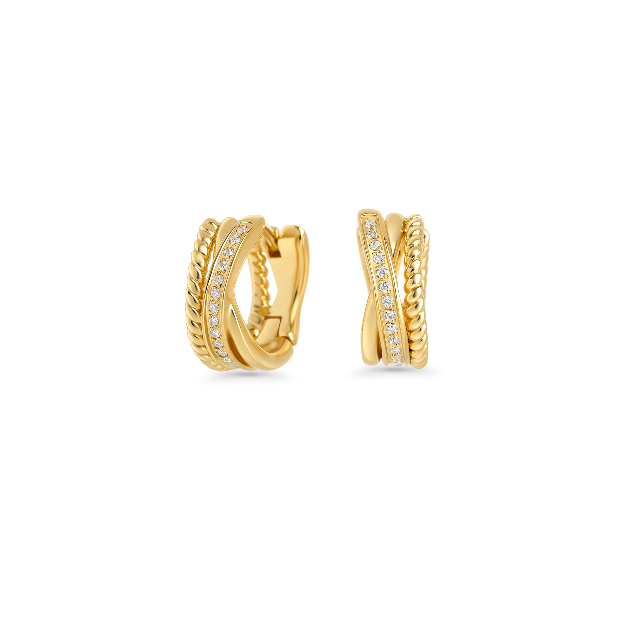 アクセサリー EAR RING PJ - GOLD Gold twisted Zircon Huggie Earrings | Hypoallergenic | MIAJWL
