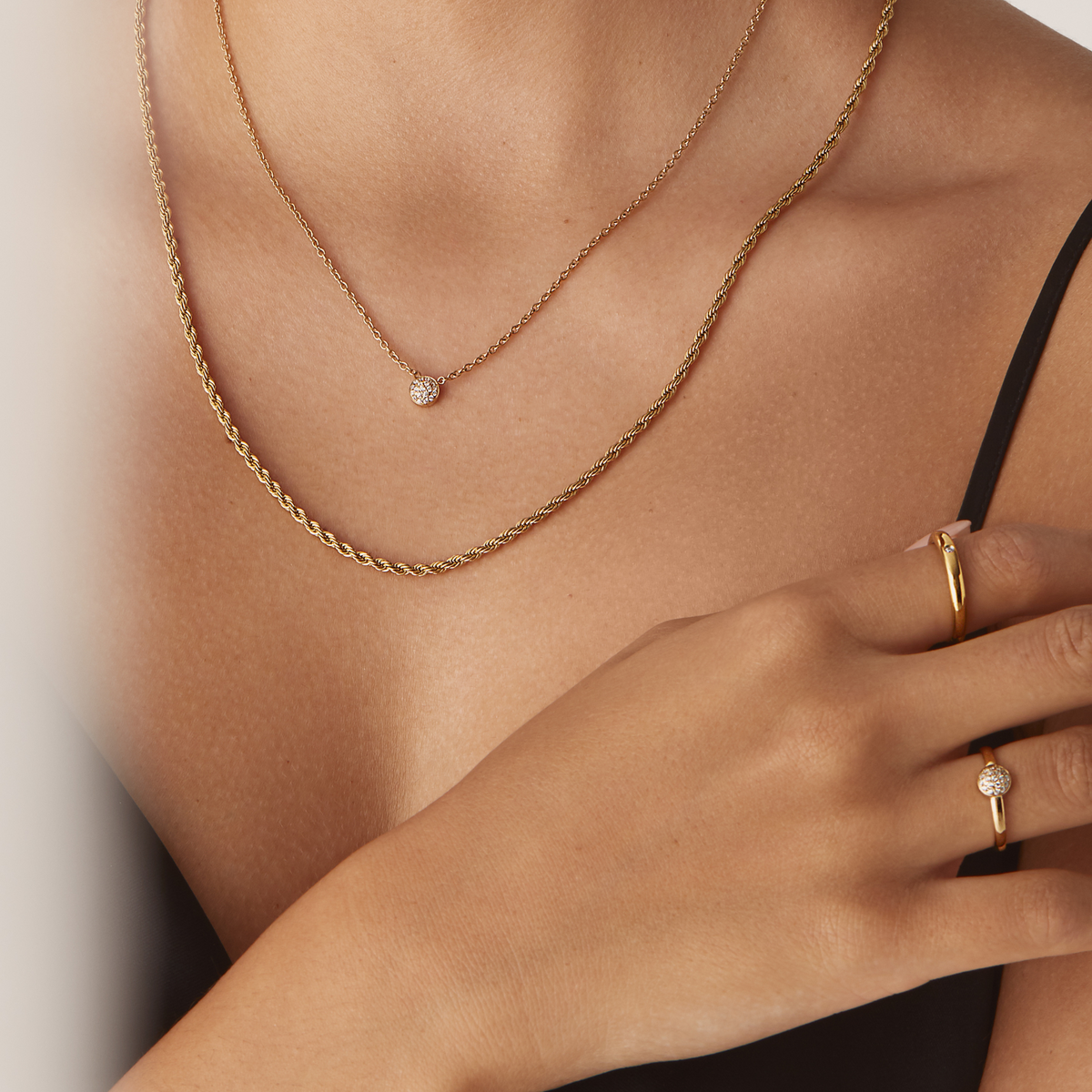 Twisted rope chain necklace gold alternative eco friendly and skin friendly stainless steel MIA JWL