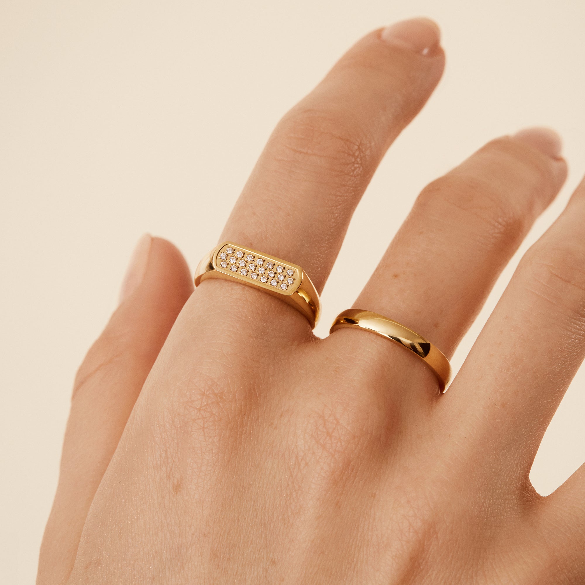 gold signet ring stainless steel for women bagues acier inoxydable femme MIAJWL