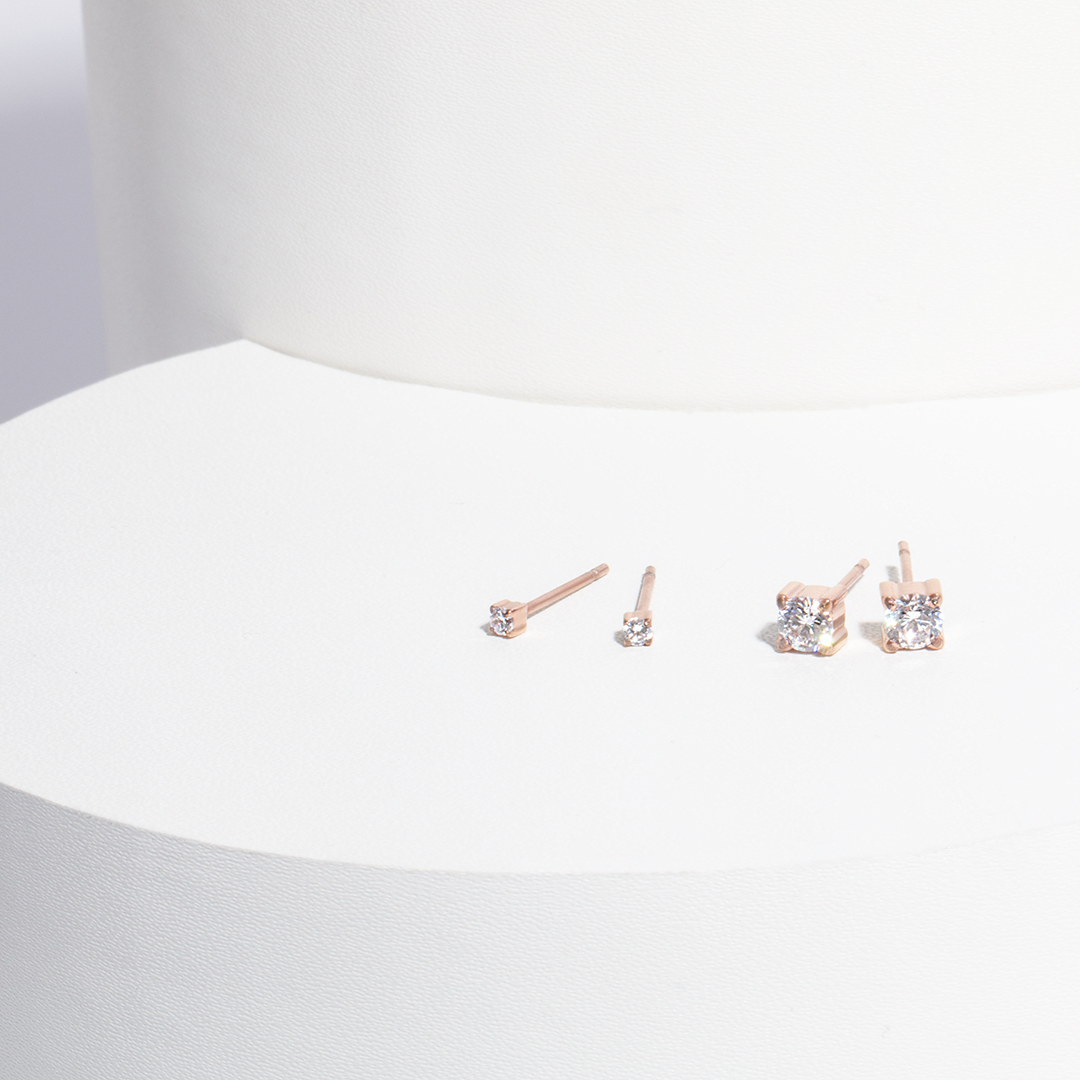 gold 4mm cubic zirconia stud earrings stainless steel MIA boucles d'oreilles pierre or T419E002DO