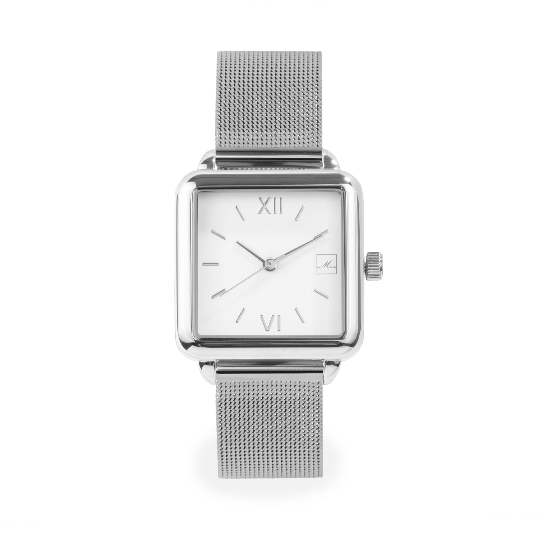 Stainless steel square watch